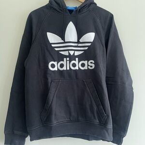 adidas Black Hoodie with White Trefoil Logo